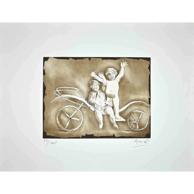 Giulia and Mileto realized by Giacomo Manzù is an original etching. Hand Signed and numbered. Edition of 125 prints....