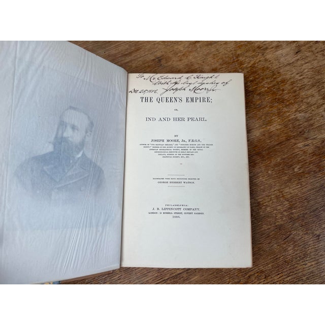 19th Century Rare Antique Victorian Leather Spine Book the Queen’s Empire Author Inscribed Illustrated India Travel History British Empire For Sale - Image 5 of 15