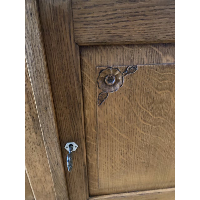 Antique Hand-Carved Walnut Buffet With Marble Top and Beveled Mirror For Sale In Oklahoma City - Image 6 of 12