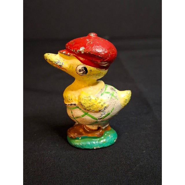 American Antique Hubley Cast Iron Golfer Duck Paperweight Duffer Figurine Original Paint For Sale - Image 3 of 11