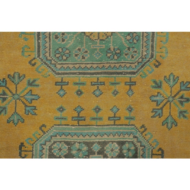 Textile Vintage Turkish Runner With Golden Floral Medallion Design - Rug & Kilim For Sale - Image 7 of 9
