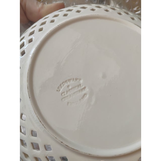 Leeds Pottery Early 20th Century English Leed's Cream Ware Reticulated Sauce Compote With Ladle - 3 pcs For Sale - Image 4 of 4