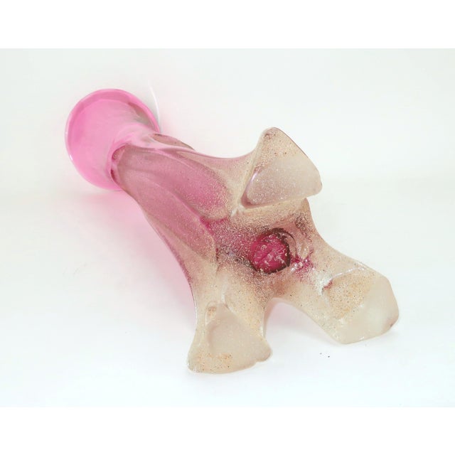 Neal Drobnis Sand Cast Magenta Art Glass Vase, 1997 For Sale - Image 16 of 18