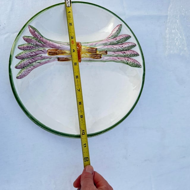 1960s Portuguese Majolica Purple Asparagus Divided Plate For Sale - Image 10 of 10