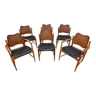 Mid-Century Modern Lane Walnut Dining Chairs - Set of 6 For Sale