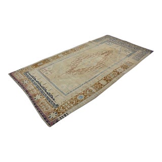 Vintage Turkish Rug, Japandi Style Neutral Area Rug For Sale