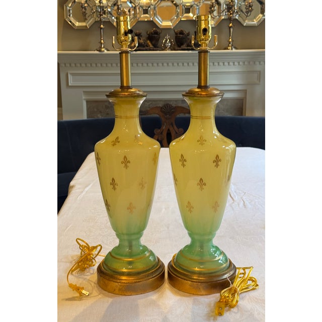 By Frederick Cooper, Val's Dollhouse is proud to present a newly rewired pair of Regency style Florentine motif lamps....