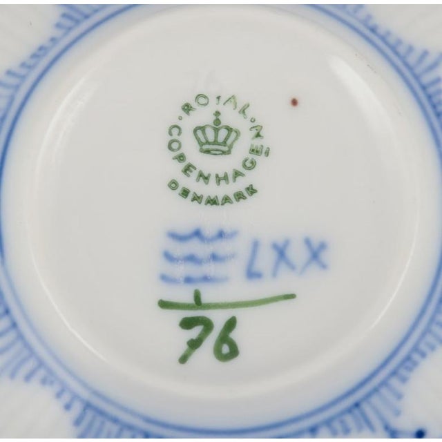 Blue Fluted Plain Tea Cups with Saucers from Royal Copenhagen, 1970s, Set of 6 For Sale - Image 6 of 9