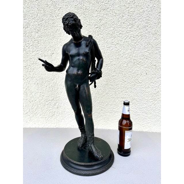 Praxiteles, Large Bronze Sculpture Narcissus of Pompeii, 1890s, Bronze For Sale - Image 16 of 18