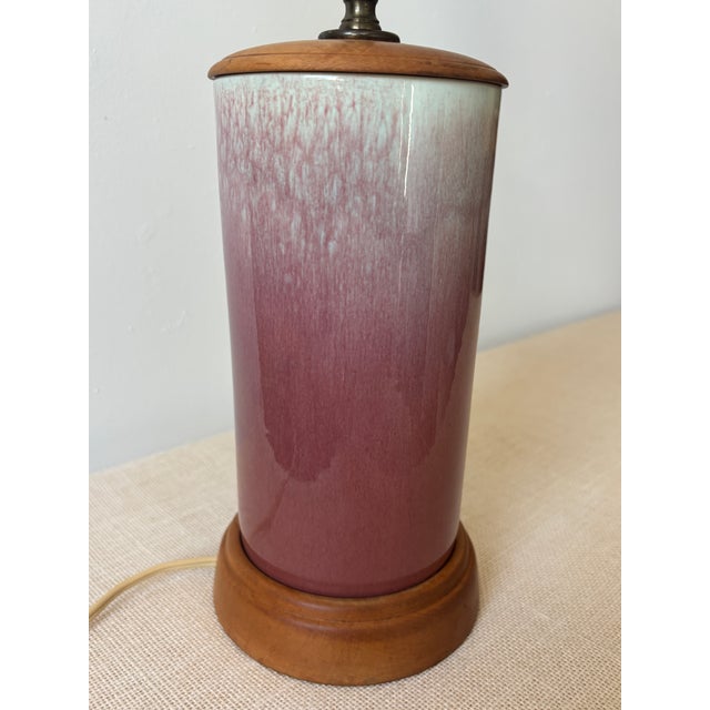 1950s Vintage Mid-Century Modern William Manker Studio California Art Pottery Lamp Blue Pink Ombre For Sale - Image 5 of 18