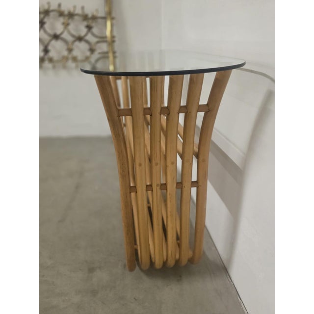 Bamboo Console Table with Mirror, 1980s, Set of 2 For Sale - Image 14 of 16