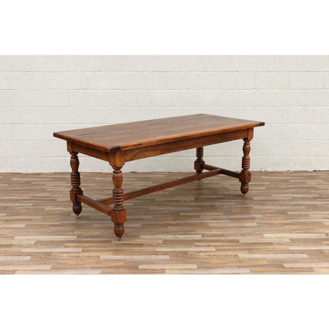 Antique French Provincial Dining Table by Camard | Solid Walnut Farmhouse Table | Made in France, 1940s For Sale - Image 12 of 18