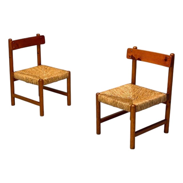 French Modern, Ash, Straw, Occasional Chairs, France, 1960s - Set of 2 For Sale