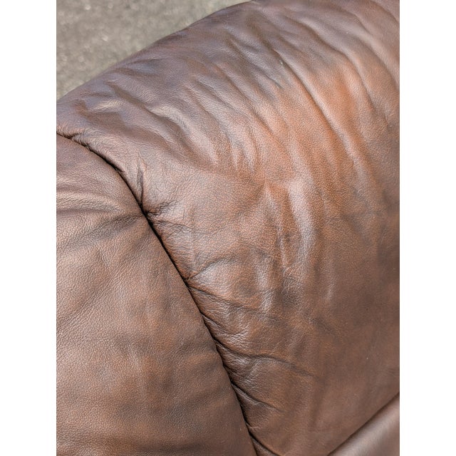 Vintage Ekornes Stressless Brown Leather Recliner and Ottoman Norway For Sale - Image 9 of 17