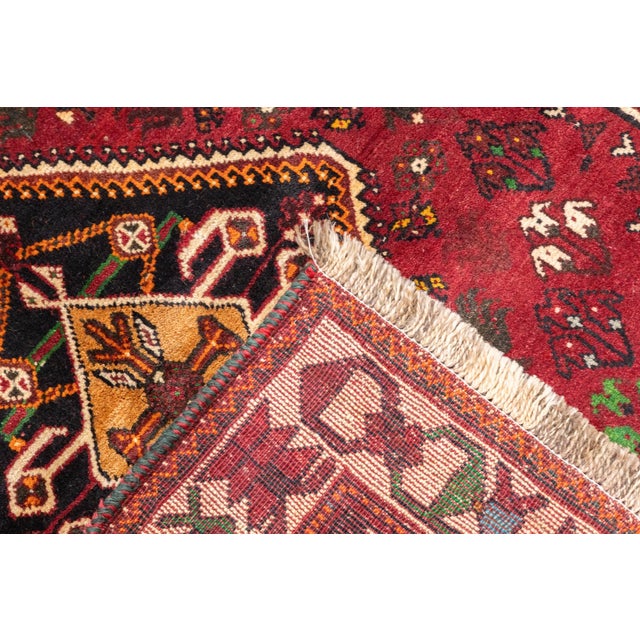 Vintage Hand-Knotted Persian Qashqai Rug 4'6" X 5'6" For Sale In Washington DC - Image 6 of 18