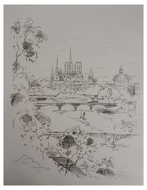 Paul Elie Gernez, The Seine: Cradle of Paris, 1937, Original Engraving