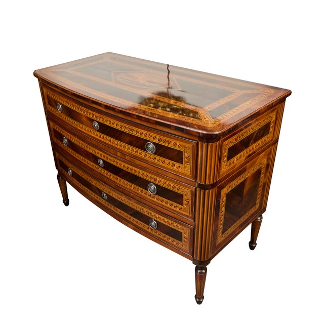 Antique Italian Walnut and Pecan Inlaid Chest of Drawers For Sale - Image 4 of 10