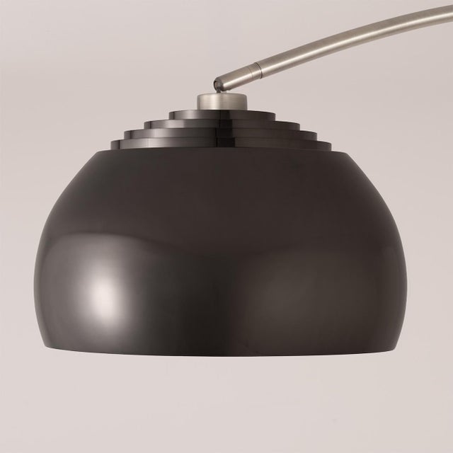 Nova Morelli 1960s Half Dome Black Nickel by Nova of California - Modern Design, White Steel Shade For Sale - Image 4 of 7