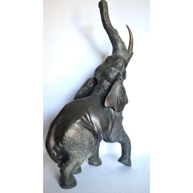 1970s Large Bronze Elephant 29"h For Sale - Image 5 of 7