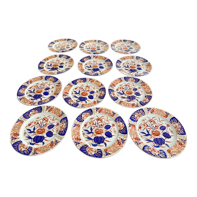 1970s Japanese Imari Style Porcelain Plates - Set of 12 For Sale