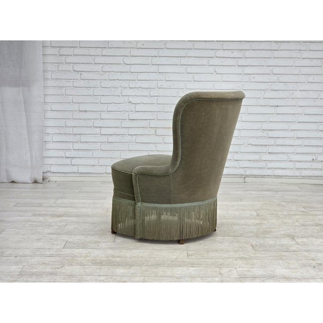 Danish Armchair in Green Furniture Velour, 1970s For Sale - Image 10 of 18