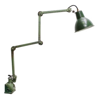 Vintage Industrial Green Metal 4-Arm Machinist Work Wall Light from Dugdills, UK For Sale