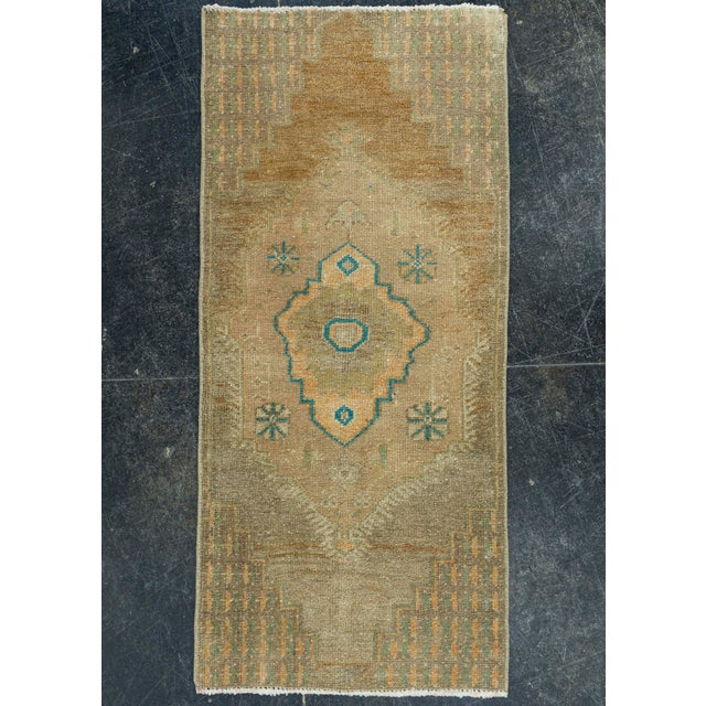 Brown Turkish Mini Rug Oriental Hand Knotted Vintage Rug 1'5" x 3'1" #20767 For Sale - Image 8 of 8