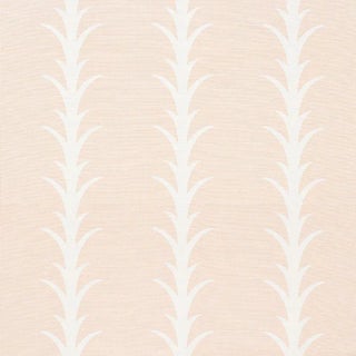 Schumacher X Celerie Kemble Acanthus Stripe Fabric in Blush For Sale