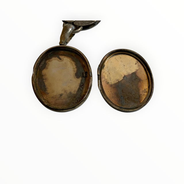 Late 19th Century Antique Aesthetic Period Movement Mixed-Metal Floral Locket Necklace C. 1880–1895 For Sale - Image 5 of 7