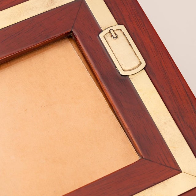 Red Vintage French Photograph Frame with Brass Buckle Detail, 1950s For Sale - Image 8 of 12