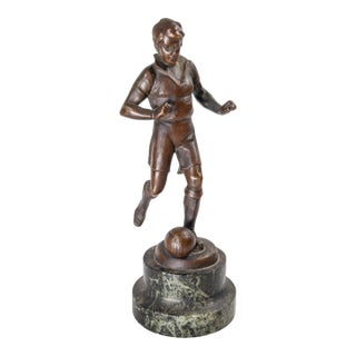 Early 20th Century Austrian Bronze of a Footballer Soccer Player For Sale