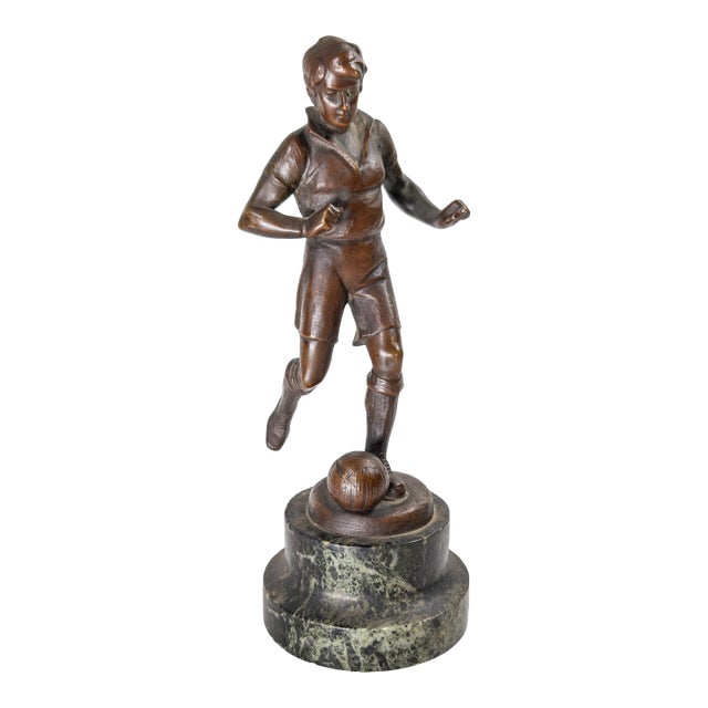 Early 20th Century Austrian Bronze of a Footballer Soccer Player For Sale