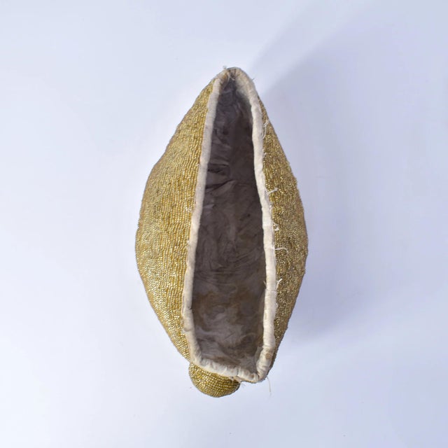 African Early 20th Century Yoruba Gold Beaded Hat Nigeria For Sale - Image 3 of 12
