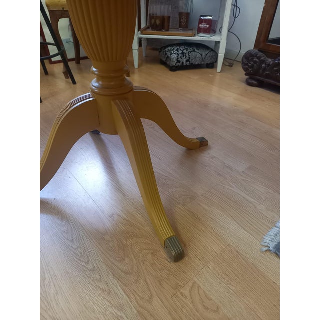 1950s Vintage Round Lacquered Wood Table with Brass Feet, Base, 1950s For Sale - Image 5 of 10