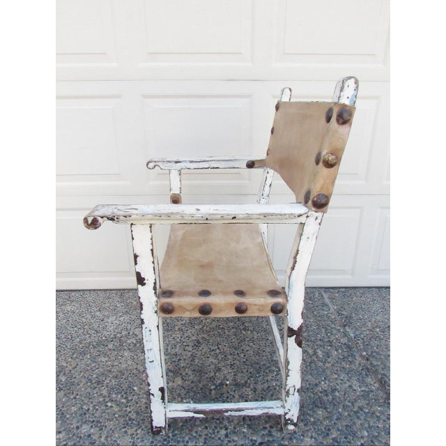 Rustic Antique Painted Spanish Armchair For Sale In San Francisco - Image 6 of 18