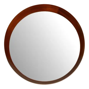 Danish Round Teak Wall Mirror, 1960s