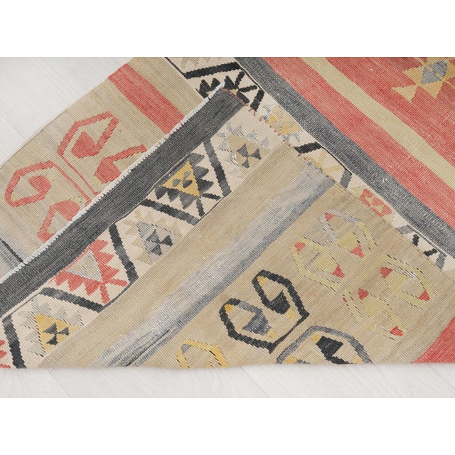 Textile 1960 Vintage Turkish Kilim Runner Rug, Handwoven Wool Hallway Runner, Tribal Boho Kitchen Rug, Geometric Anatolian Area Rug For Sale - Image 7 of 8