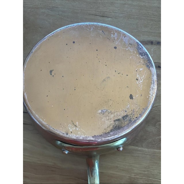 Metal Vintage Villedieu ML France Copper Sauté Pan 6.5” Tin Lined Brass Handle For Sale - Image 7 of 10