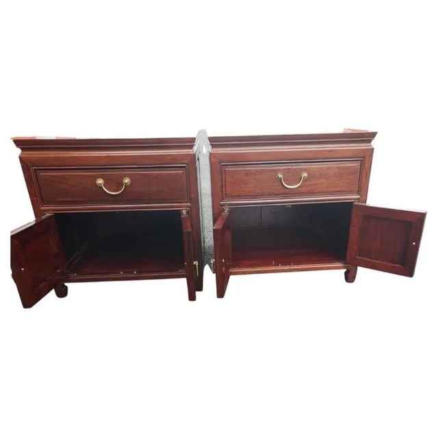 Brown George Zee Asian American Rosewood Chippendale Side Tables, Circa 1960s - a Pair For Sale - Image 8 of 10