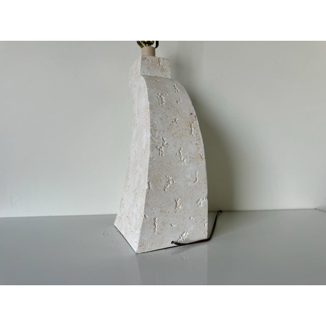 1980's Postmodern Geometric Textured Plaster Table Lamp For Sale - Image 10 of 12