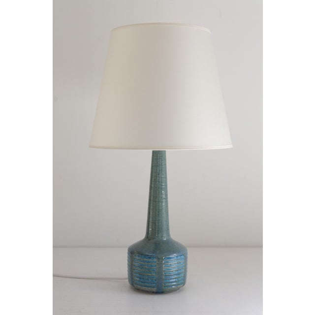 Danish Blue Stoneware Table Lamp by Linnemann- Schmidt for Palshus, 1960s For Sale - Image 11 of 18