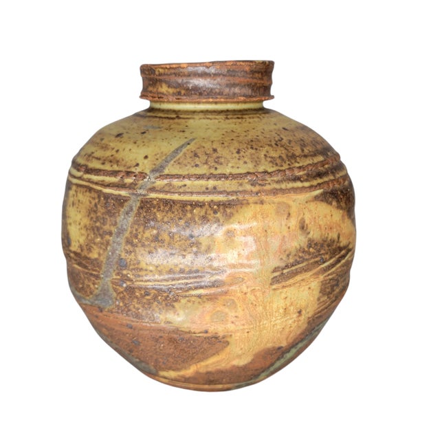 Copper 1990s Japanese Inspired Don Curreri Hand Crafted Etched Glazed Studio Pottery Vessel, Signed For Sale - Image 8 of 13