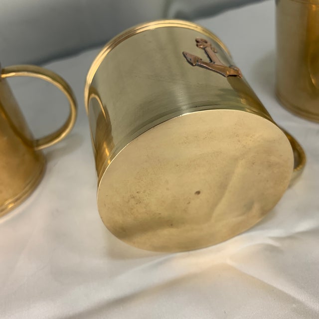 1960s Vintage Nautical Brass Anchor Rum Cups - Set of 4 For Sale - Image 5 of 6