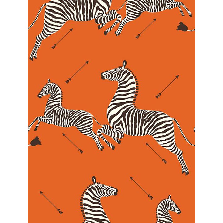 Scalamandre Zebras, Orange Wallpaper Chairish