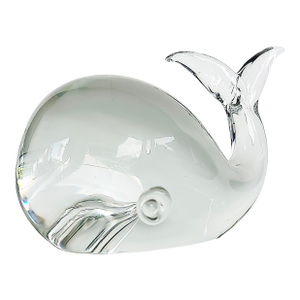 Licio Zanetti Vintage Murano Blown Glass Whale Sculpture, Signed, Italian
