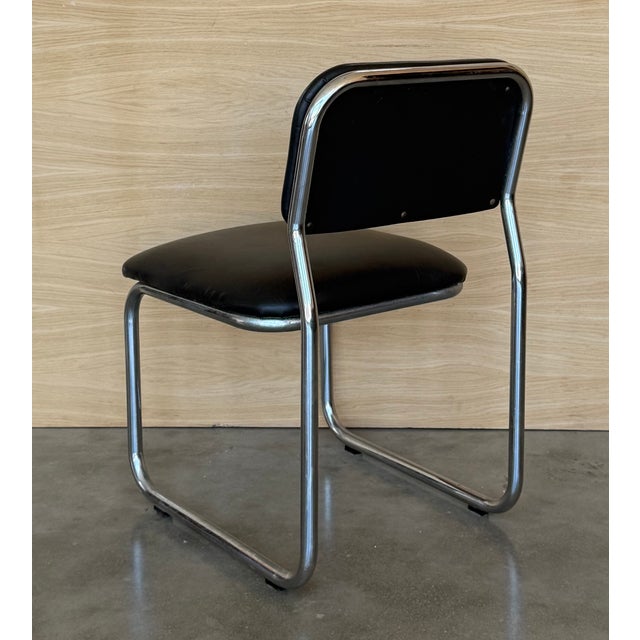 1950s Cantilever Chars in Leather and Steel, 1970s, Set of 6 For Sale - Image 5 of 9
