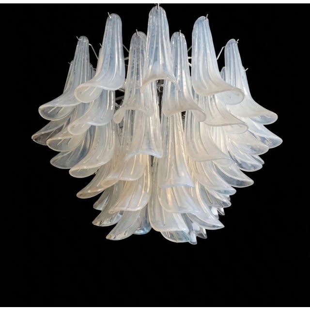 Chandelier with Opal Tulip Murano Glass, 1972 For Sale - Image 4 of 12