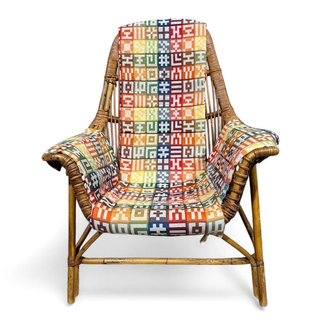 Wood Wicker Jungle Armchair attributed to George Coslins for Gervasoni For Sale - Image 7 of 7
