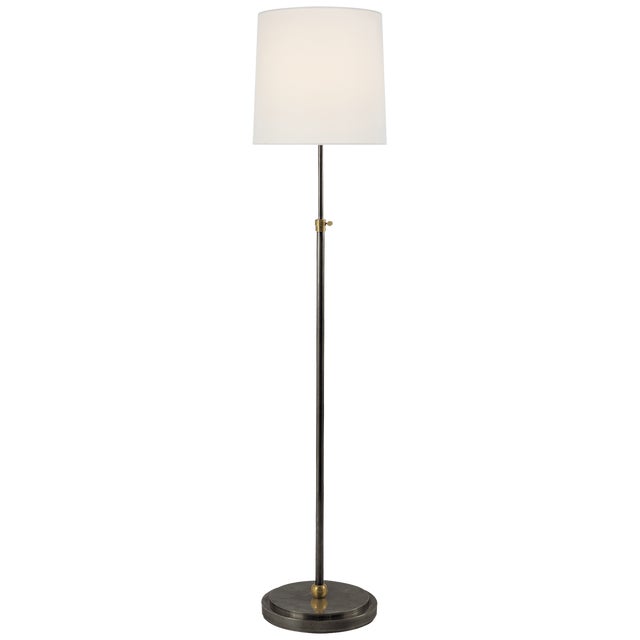 Modern Thomas O'Brien by Visual Comfort Signature Bryant Floor Lamp in Bronze and Hand-Rubbed Antique Brass with Linen Shade For Sale - Image 3 of 3