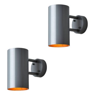 Pair of Large Hans-Agne Jakobsson C627 'Rulle' Outdoor Sconces in Painted Silver For Sale